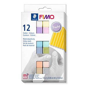 FIMO soft ofenhärtende Modelliermasse, Kartonetui mit 12 sortierten Pastell-Farben