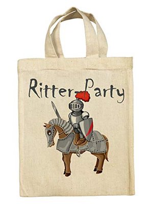 clothinx Lustige Kindergeburtstag Tasche Mitgebsel Beutel im Set mit Geburtstag Motto Ritter 10er Pa