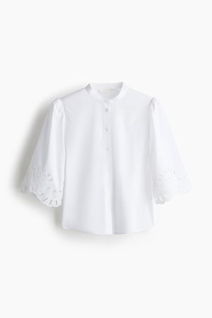 Baumwollbluse mit Puffärmeln